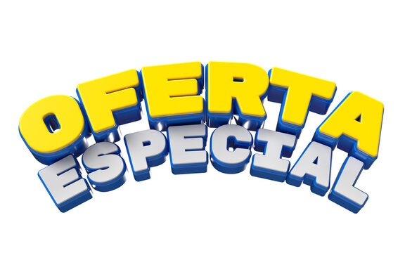 Texto 3D OFERTA ESPECIAL azul e amarelo com design promocional chamativo