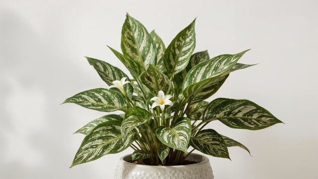Blooming indoor arrowroot plant. Household greenery. flower, arrowroot, plant, maranta, leaf, backdrop, motif, abstract, texture, design