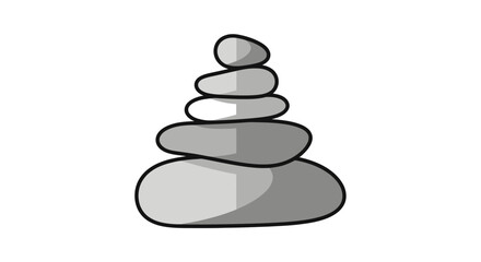 Stylized illustration of a balanced rock formation promoting mindfulness and focus, embodying tranquility and nature's harmony, rendered in