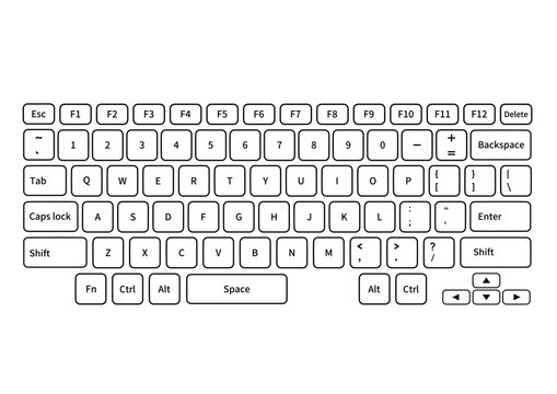 シンプルな枠線つきのキーボードイラスト