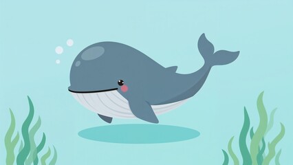 Obraz premium Digital Vector Art of a Whale in the Underwater Environment