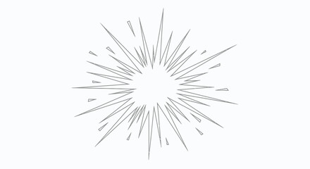 Monochrome burst with spiky rays emanating from a central void, creating a dynamic visual effect for graphic design applications