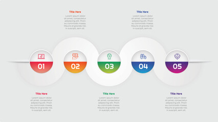 5 Steps Gradient Circle Infographic Element. Modern and clean design for presentations, reports, and web