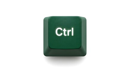 Close-up of a green Ctrl key on a white background