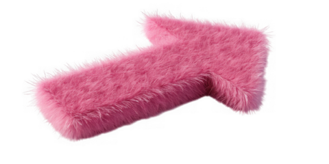 Fluffy pink arrow shape isolated on transparent background for directional cues