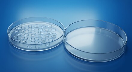 Clear Petri Dishes on Blue Surface in Laboratory Setting