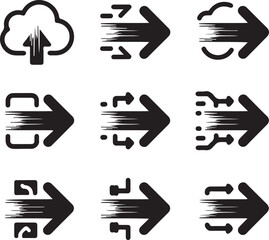 Arrow, Icon, Set, Speed, Data, Transfer, Technology, Fast, vector, silhouette