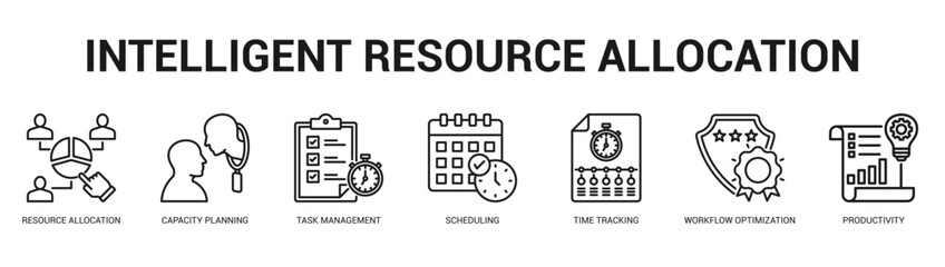 Intelligent Resource Allocation Modern and clean web banner illustration featuring thematic icons for visual communication