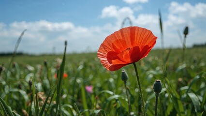 Outdoor Scene with Blooming Poppies