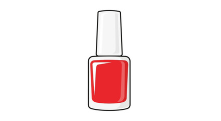 Crimson Elegance: A Vibrant Red Nail Polish Bottle in Minimalist Digital Illustration Style