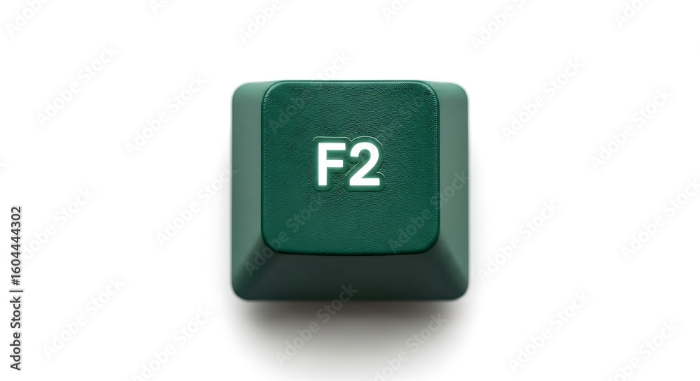 Poster close-up of a green f2 key from a computer keyboard