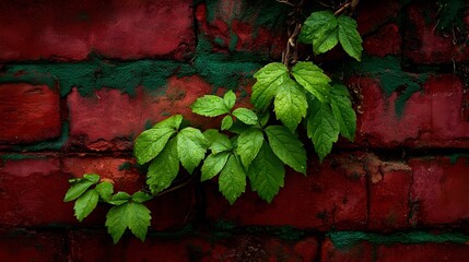 red brick wall with ivy