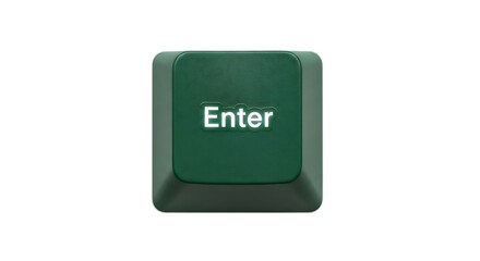Green Enter Key on White Background