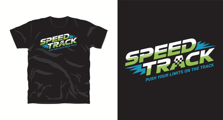 Fototapeta premium Speed track racing competition vintage vector graphic t-shirt design print