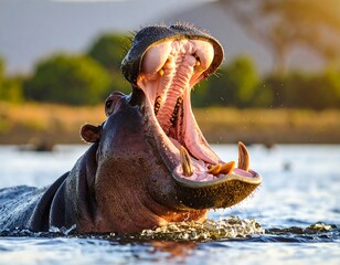 Hippopotamus With Its Mouth
