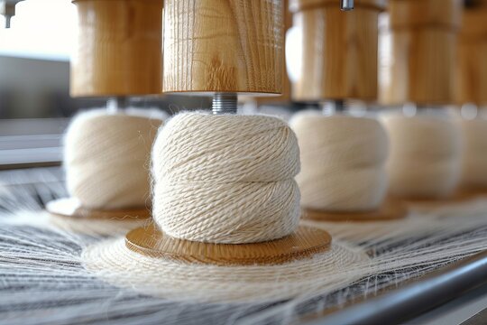 Industrial equipment processing raw wool yarn for textile production