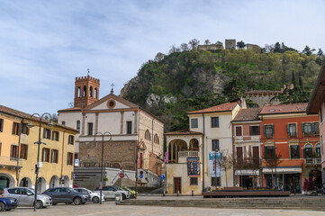 Historic city center with Hilltop Castle of Monselice, Veneto, Italy