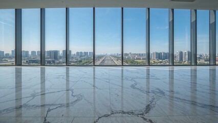 Fototapeta premium Bare marble ground of a modern commercial facility