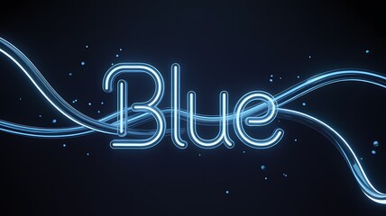 Glowing blue word on dark background neon text