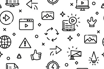 Seamless Pattern Design Template on White Background with Basic Color Palette