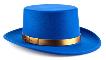 Blue top hat with gold band