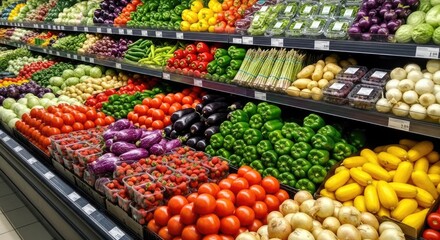 Obraz premium glass shelves with fruit neatly arranged