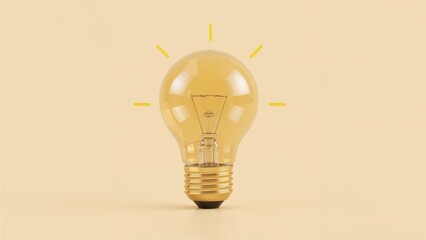 3D visualization of a coin indicating monetary gain on a gentle pastel background. Concept of business expansion, 3D lit bulb paired with 2D illustrated render for investment and finance, light bulb