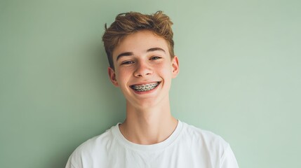 a Teenager boy is smiling confidently