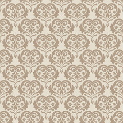 Brown damask seamless pattern vector for wallpaper, this damask pattern vector is ideal for textiles, packaging and elegant damask pattern vector prints