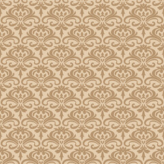 Brown damask seamless pattern vector for wallpaper, this damask pattern vector is ideal for textiles, packaging and elegant damask pattern vector prints