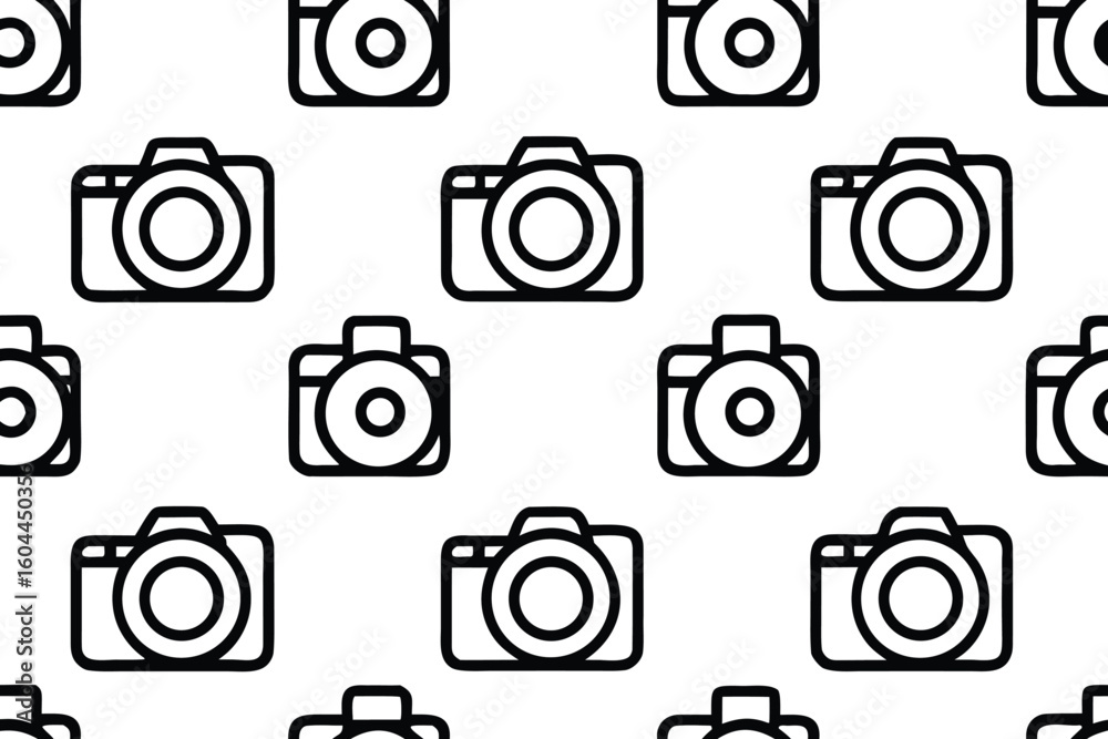 Poster repeating camera pattern design with retro aesthetic and multiple color options