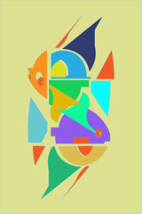 fish illustration for wall decoration, wall painting