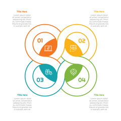 4 Steps Outline Circle Infographic Element. Modern and clean design for presentations, reports, and web