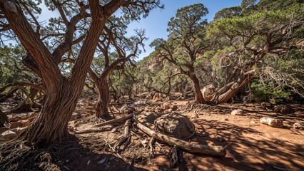 Arid rugged woodland in a remote region