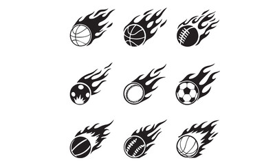 Silhouette set of a basketball