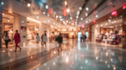 Blurred vibrant backdrop of a contemporary retail space with natural bokeh lighting effects.