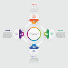 4 Steps Gradient Circle Infographic Element. Modern and clean design for presentations, reports, and web