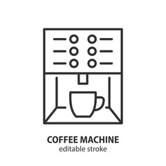 Coffee machine line icon. Vector illustration. Editable stroke.