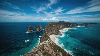 Bird's Eye Perspective of a Crystal-Clear Seaside