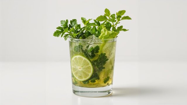 Nutrient-rich green juice combining fresh produce, leafy greens, and parsley