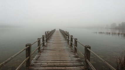 Fototapeta premium Empty jetty featuring a solitary boat