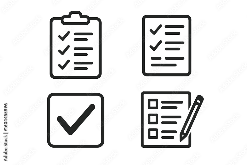 Poster checklist icon set. task list symbol. clipboard vector. to-do list illustration. check mark sign. pr