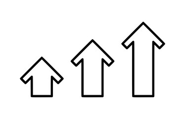 Outline arrow icon representation showing upward trends and growth, upward pointing arrow in a modern minimalist design, three length options  