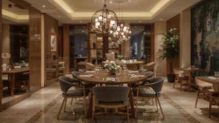 Fototapeta premium Hazy and Unclear Photograph of a Modern High-End Dining Room