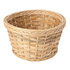 Fototapeta premium Wicker basket for plants isolated on a white background showcasing craftsmanship and design