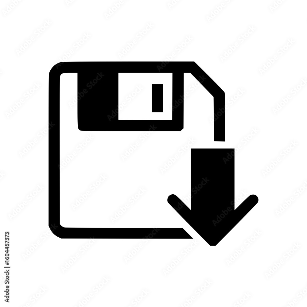 Fototapete outline icon of saving as a computer disk with arrow - concept of outline icon