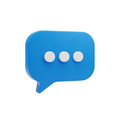 Naklejka premium Blue speech bubble with three dots icon isolated on transparent background