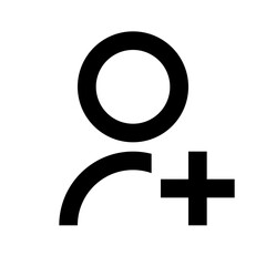 Fototapeta premium Add user icon, outline symbol to add a friend or create a new contact. 