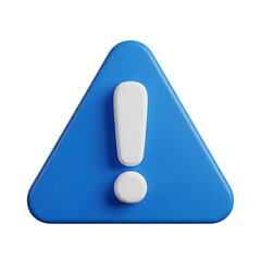 Blue exclamation mark warning sign isolated on transparent background