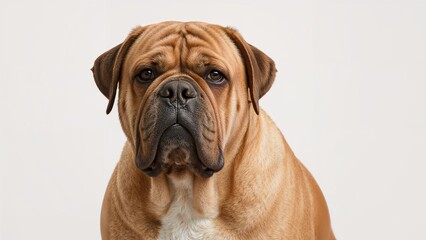 Large mastiff breed portrait set on a white background